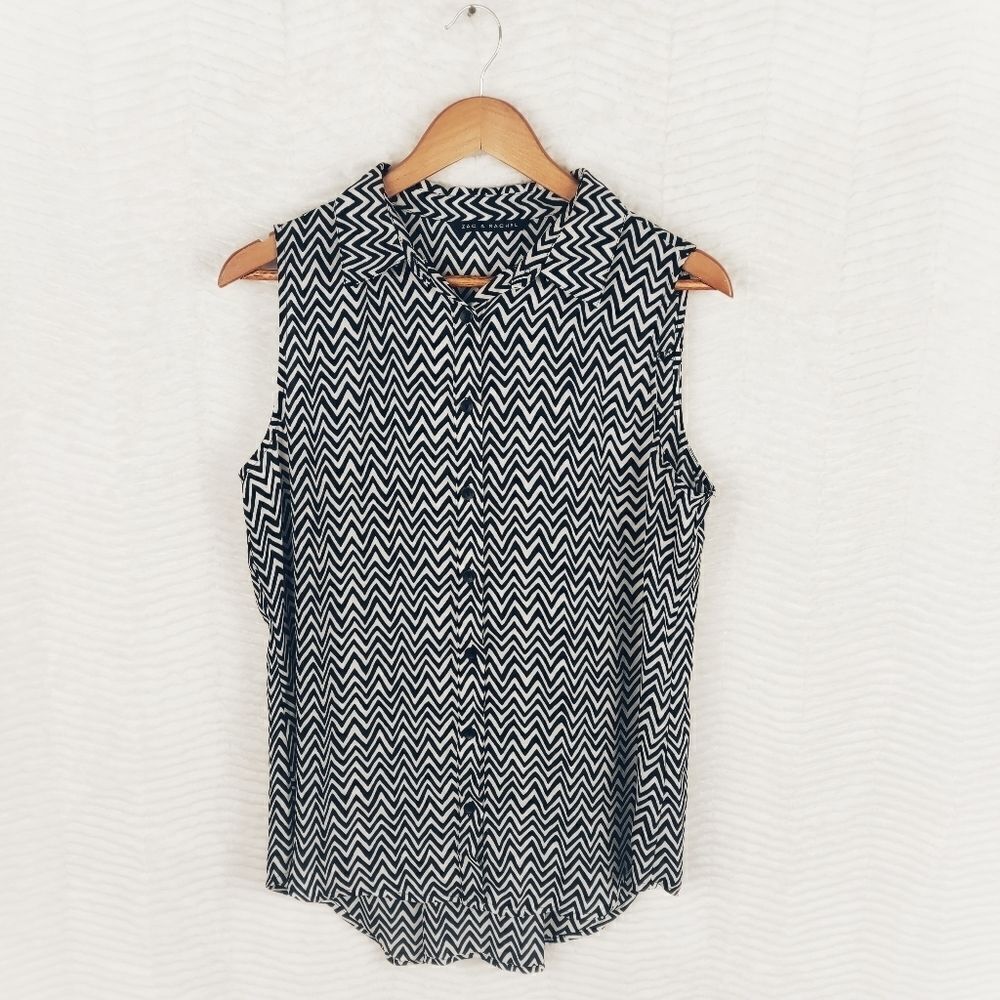 Zac & Rachel Chevron Striped Sleeveless Top Sz L